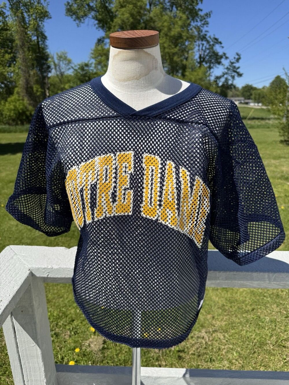 Vintage 80s Bike Winners Wear Notre Dame Mesh Football Jersey Made In USA S/M